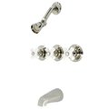 Kingston Brass KB236PXPN Three-Handle Tub and Shower Faucet, Polished Nickel KB236PXPN